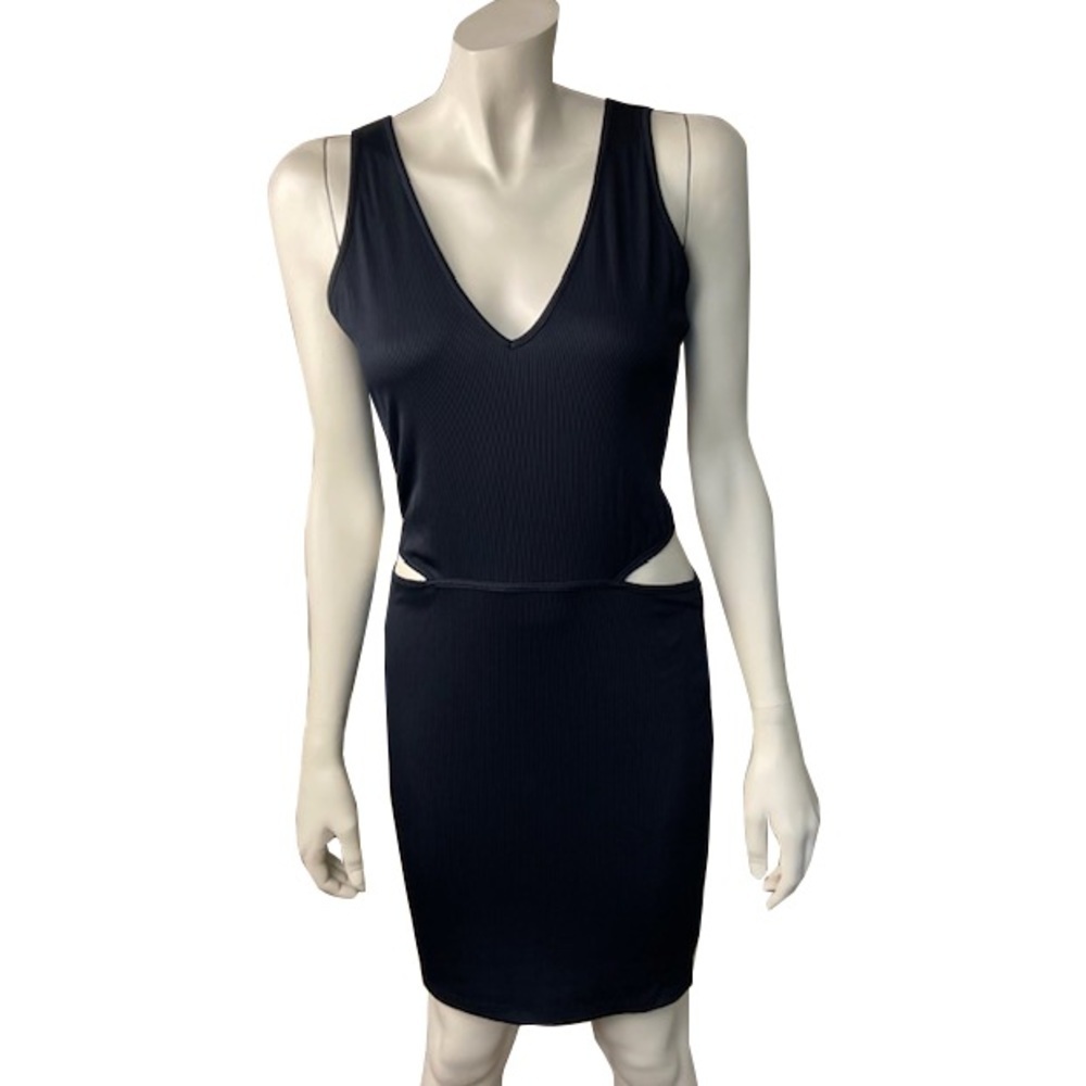 Solemio Black Ribbed Midriff Bearing‎ Dress